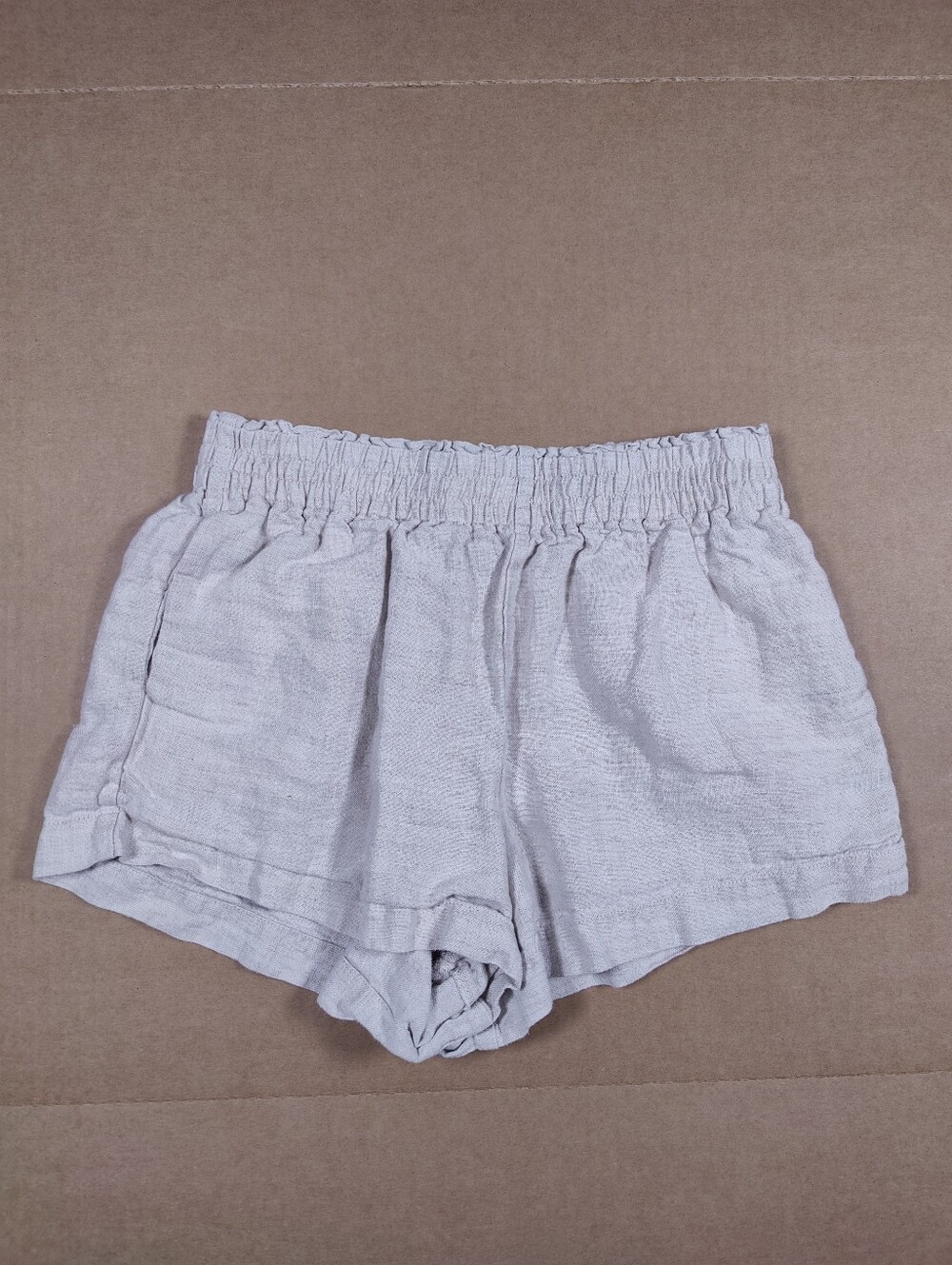 Reformation Mila Women’s Beige 100% Linen Shorts Smocked Elastic Waist Sz XS